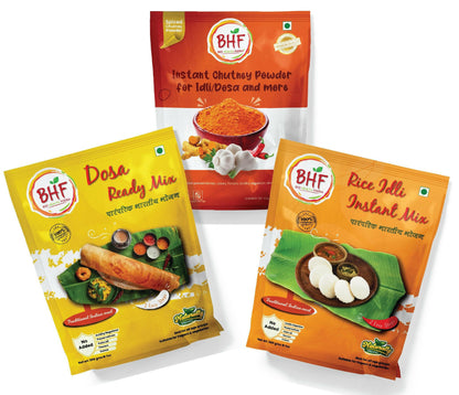 BHF Instant Idli, Dosa and Chutney Combo - Pack of 3 (Total 600gms)