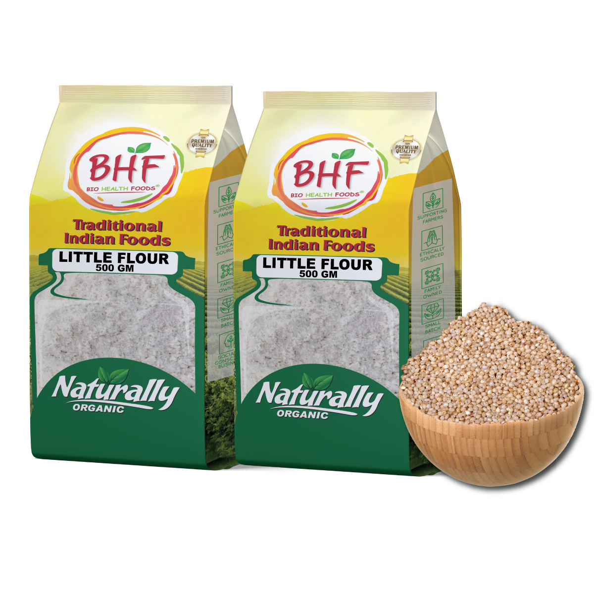 organic little millet flour front view